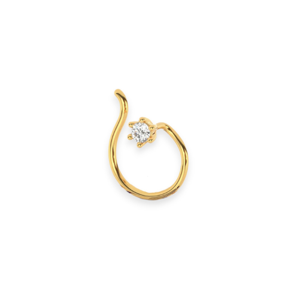 18K Solid Gold Single Diamond 6 Prong Nose Pin Triple C Diamond s