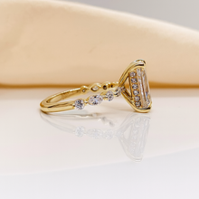 Elegant Radiant Cut Hidden Halo Marquise Band 14K Solid Gold Diamond Engagement Ring 2 to 4 Carat