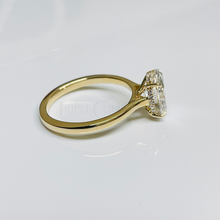 Oval Cut Hidden Halo 14K Solid Gold Cathedral Setting Engagement Ring