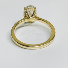 Oval Cut Hidden Halo 14K Solid Gold Cathedral Setting Engagement Ring