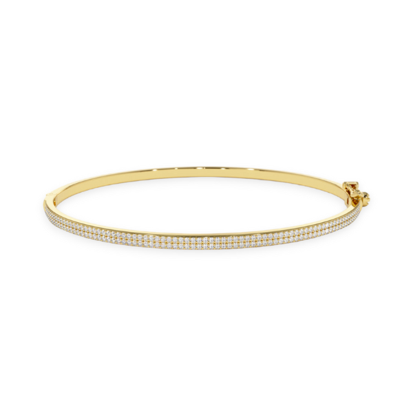 14K Solid Gold 2 Rows Diamond Bangle - Triple C Diamond's