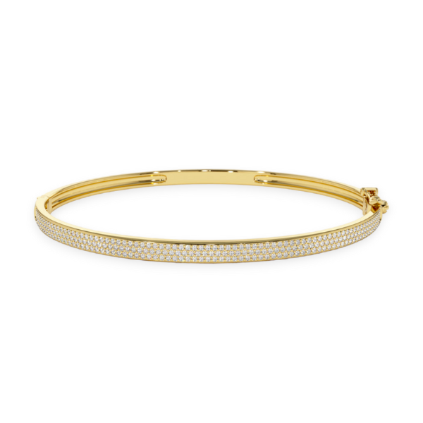 14K Solid Gold 3 Rows Diamond Bracelet - Triple C Diamond's