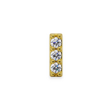 14K Solid Gold 3 Stone Diamond Bar Flat Back Stud - Triple C Diamond's