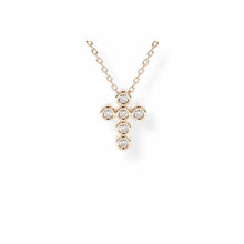 14K Solid Gold Bezel Cross Diamond Necklace - Triple C Diamond's