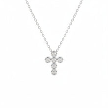 14K Solid Gold Bezel Cross Diamond Necklace