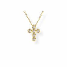 14K Solid Gold Bezel Cross Diamond Necklace - Triple C Diamond's