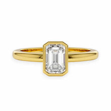 14K Solid Gold Bezel Emerald Cut Solitaire Diamond Ring - IGI Certified - Triple C Diamond's