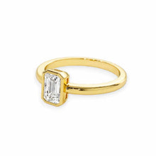 14K Solid Gold Bezel Emerald Cut Solitaire Diamond Ring - IGI Certified - Triple C Diamond's