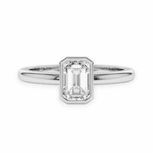 14K Solid Gold Bezel Emerald Cut Solitaire Diamond Ring - IGI Certified - Triple C Diamond's