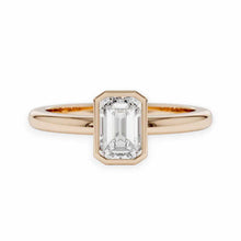 14K Solid Gold Bezel Emerald Cut Solitaire Diamond Ring - IGI Certified - Triple C Diamond's