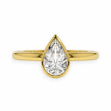 14K Solid Gold Bezel Setting Pear Cut Solitaire Diamond Ring - IGI Certified - Triple C Diamond's