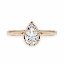14K Solid Gold Bezel Setting Pear Cut Solitaire Diamond Ring - IGI Certified - Triple C Diamond's