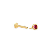 14K Solid Gold Bezel Setting Ruby Piercing Flat Back Stud - Triple C Diamond's