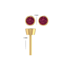 14K Solid Gold Bezel Setting Ruby Piercing Flat Back Stud - Triple C Diamond's
