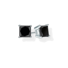 14K Solid Gold Black Princess Cut Diamond Earring Stud Triple C Diamond's 