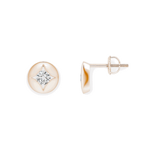 14K Solid Gold Center Star Diamond Earrings - Triple C Diamond's