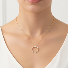14K Solid Gold Circle Diamond Necklace