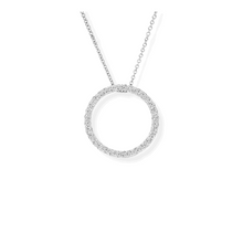 14K Solid Gold Circle Diamond Necklace - Triple C Diamond's