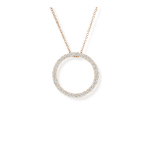 14K Solid Gold Circle Diamond Necklace - Triple C Diamond's