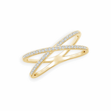 14K Solid Gold Cross Line Diamond Ring - Triple C Diamond's
