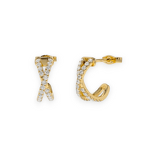 14K Solid Gold Cross Pave Setting Earrings - Triple C Diamond's