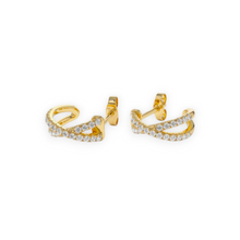 14K Solid Gold Cross Pave Setting Earrings - Triple C Diamond's