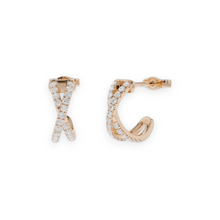 14K Solid Gold Cross Pave Setting Earrings - Triple C Diamond's