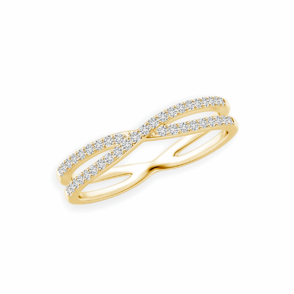 14K Solid Gold Cross line Diamond Engagement Ring - Triple C Diamond's