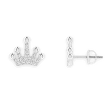 14K Solid Gold Crown Unique Design Diamond Earrings - Triple C Diamond's