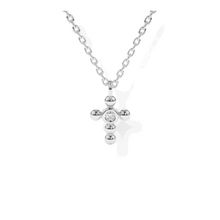14K Solid Gold Dainty Cross Bezel Setting Diamond Necklace - Triple C Diamond's