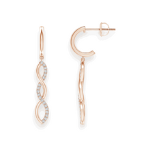 14K Solid Gold Dangling Twisted Infinity Diamond Earrings - Triple C Diamond's
