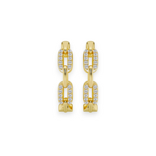 14K Solid Gold Diamond Chain Hoop Earrings - Triple C Diamond's