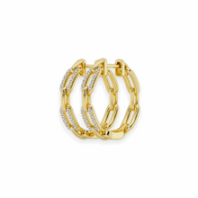 14K Solid Gold Diamond Chain Hoop Earrings - Triple C Diamond's