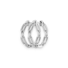 14K Solid Gold Diamond Chain Hoop Earrings - Triple C Diamond's