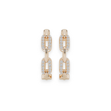 14K Solid Gold Diamond Chain Hoop Earrings - Triple C Diamond's