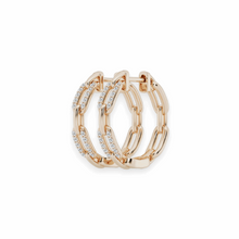14K Solid Gold Diamond Chain Hoop Earrings - Triple C Diamond's