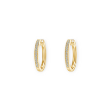 14K Solid Gold Diamond Channel Setting Hoop Earrings - Triple C Diamond's