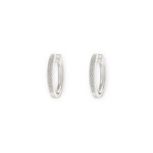 14K Solid Gold Diamond Channel Setting Hoop Earrings - Triple C Diamond's