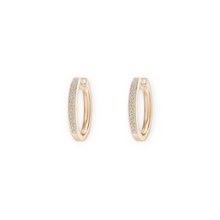 14K Solid Gold Diamond Channel Setting Hoop Earrings - Triple C Diamond's