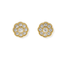 14K Solid Gold Diamond Flower Earrings - Triple C Diamond's