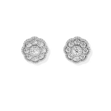 14K Solid Gold Diamond Flower Earrings - Triple C Diamond's