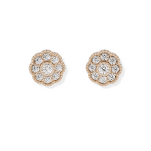 14K Solid Gold Diamond Flower Earrings - Triple C Diamond's