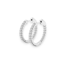 14K Solid Gold Diamond In - Out Hoop Earrings - Triple C Diamond's