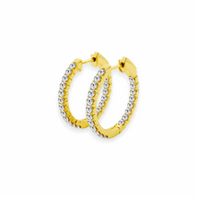 14K Solid Gold Diamond In - Out Hoop Earrings - Triple C Diamond's