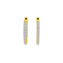 14K Solid Gold Diamond In - Out Hoop Earrings - Triple C Diamond's