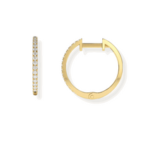 14K Solid Gold Diamond Medium Hoop Earrings - Triple C Diamond's