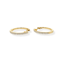 14K Solid Gold Diamond Medium Hoop Earrings - Triple C Diamond's