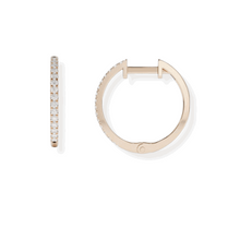 14K Solid Gold Diamond Medium Hoop Earrings - Triple C Diamond's