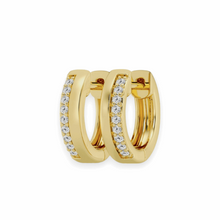 14K Solid Gold Diamond Petit Hoop Earrings - Triple C Diamond's