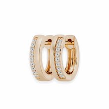 14K Solid Gold Diamond Petit Hoop Earrings - Triple C Diamond's